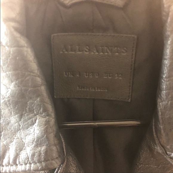 All Saints Leather Motorcycle Jacket with silver hardware - Picture 6 of 8